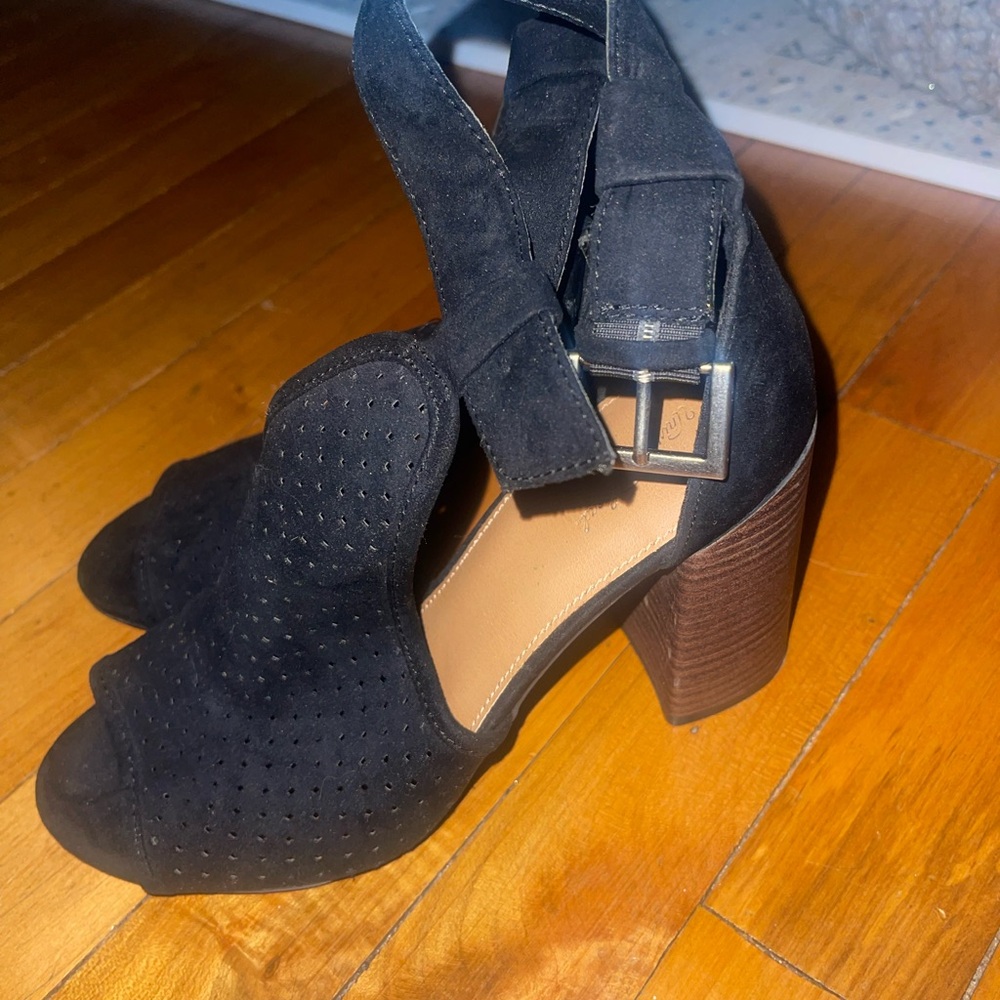 Black Suede Women's Heeled Sandals